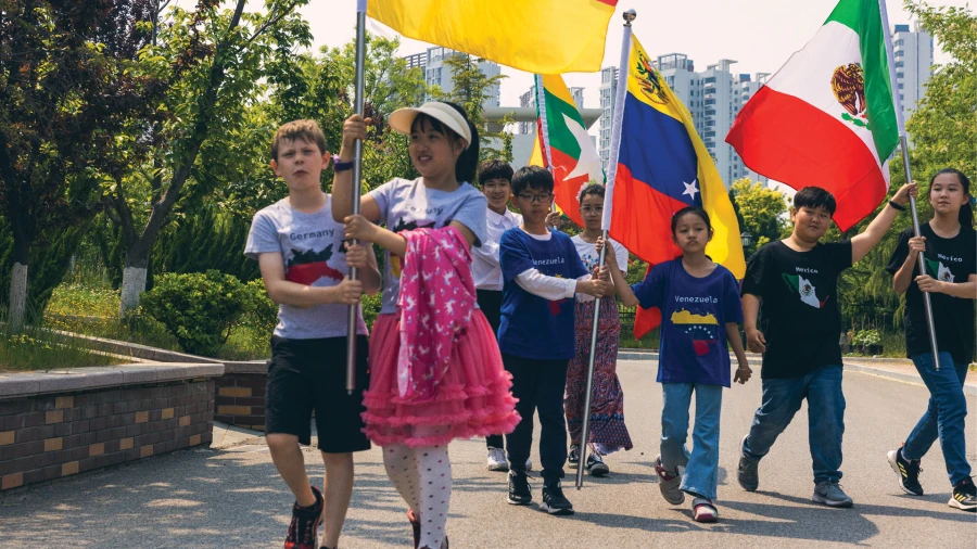 students demonstrating yantai huasheng international school qualities and values